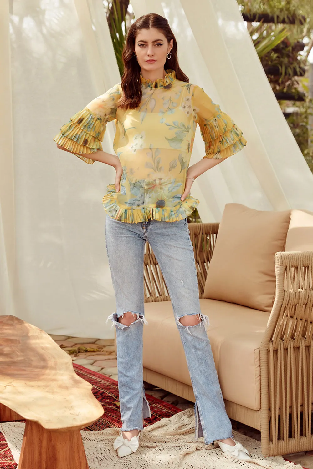 The Sunflower Pleated Top