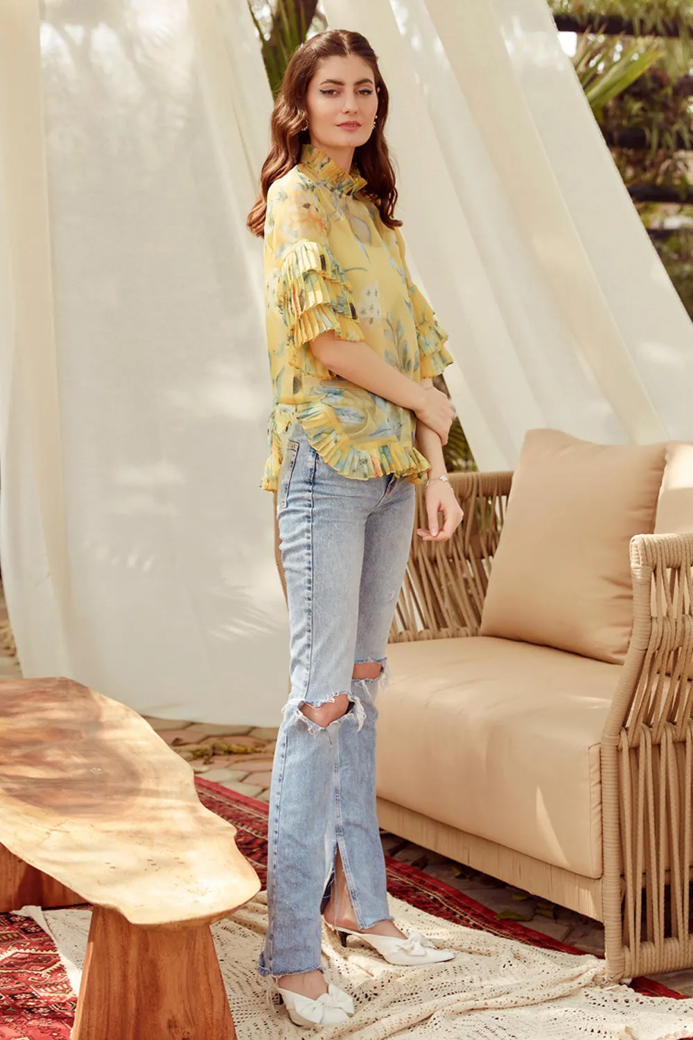 The Sunflower Pleated Top