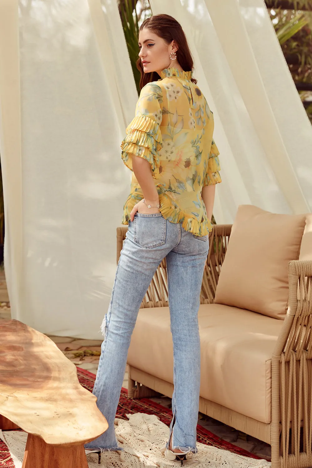 The Sunflower Pleated Top