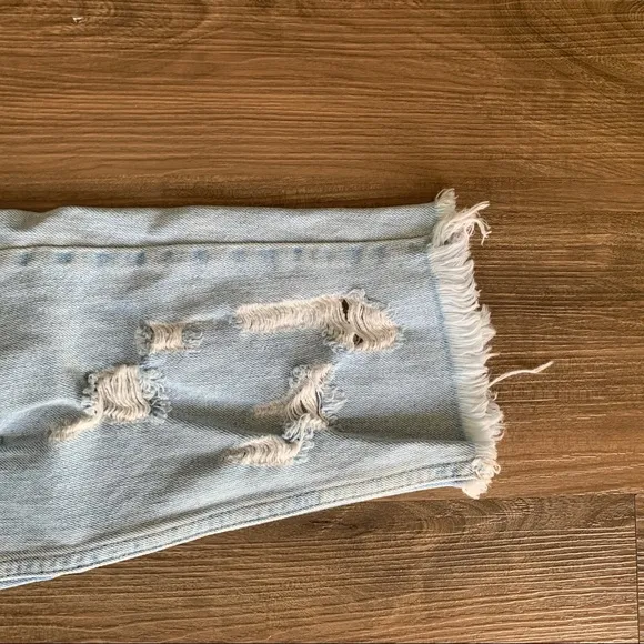 Topshop Ripped Straight Legged Jeans