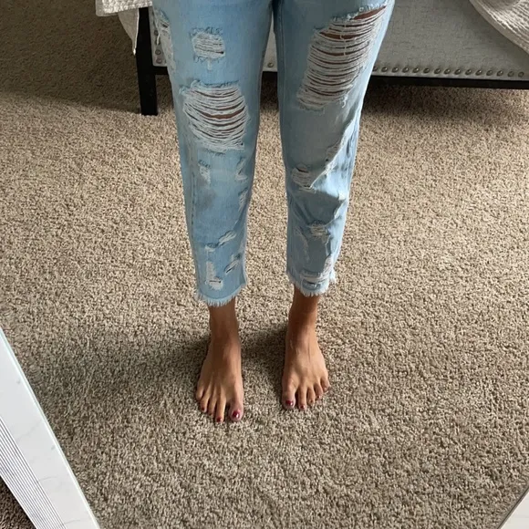 Topshop Ripped Straight Legged Jeans