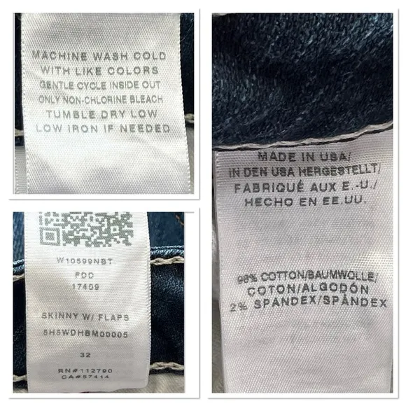 True Religion Skinny w/Flaps Jeans Sz 32