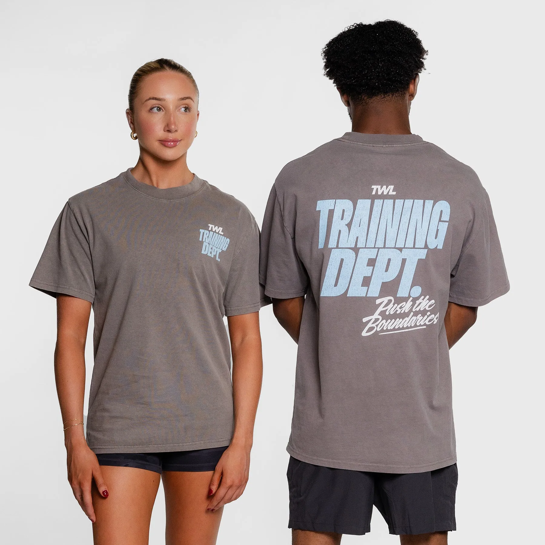 TWL - LIFESTYLE OVERSIZED T-SHIRT - TRAINING DEPARTMENT - FADED GREY/ICE BLUE