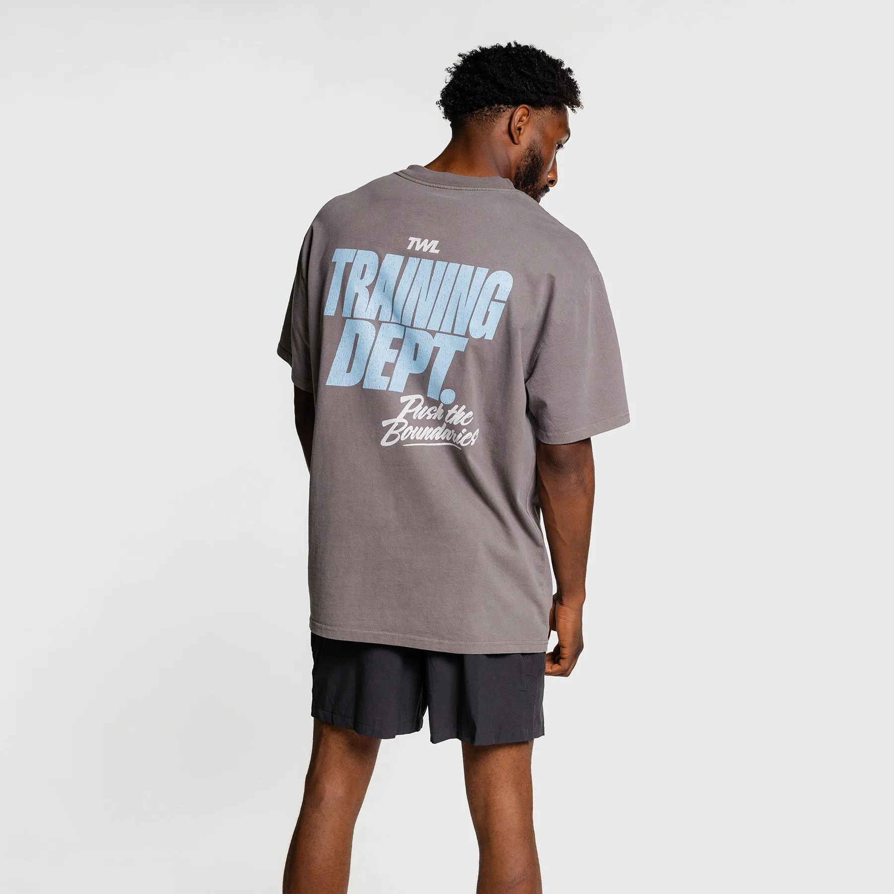 TWL - LIFESTYLE OVERSIZED T-SHIRT - TRAINING DEPARTMENT - FADED GREY/ICE BLUE