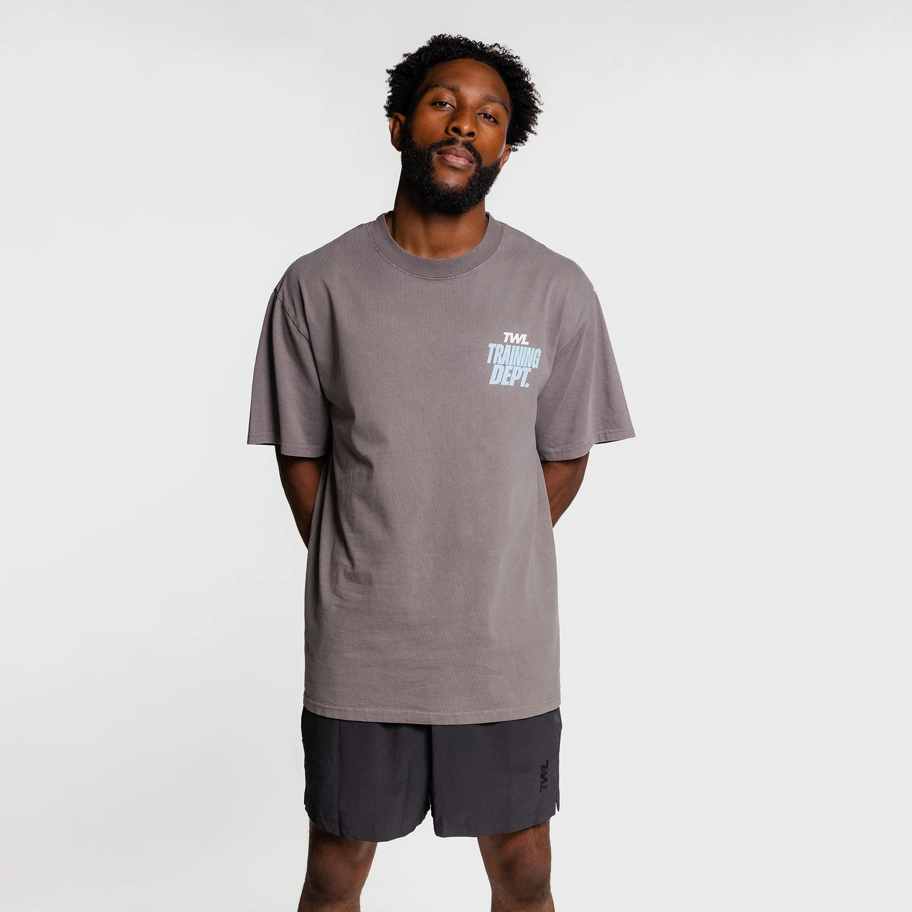 TWL - LIFESTYLE OVERSIZED T-SHIRT - TRAINING DEPARTMENT - FADED GREY/ICE BLUE