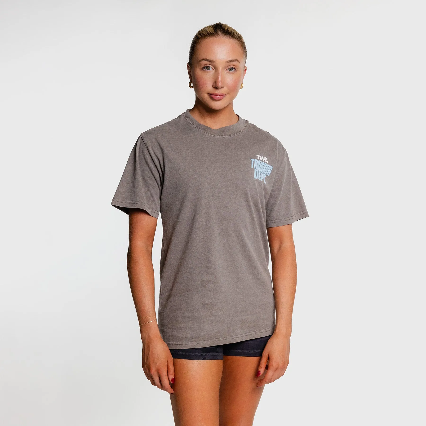 TWL - LIFESTYLE OVERSIZED T-SHIRT - TRAINING DEPARTMENT - FADED GREY/ICE BLUE