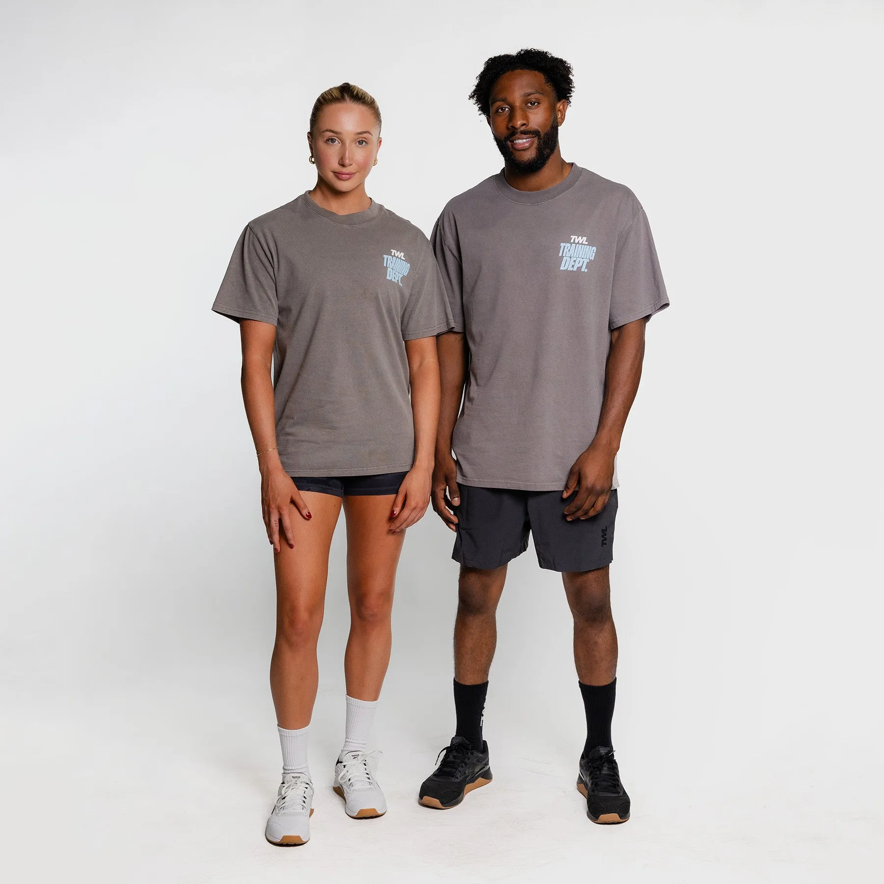 TWL - LIFESTYLE OVERSIZED T-SHIRT - TRAINING DEPARTMENT - FADED GREY/ICE BLUE