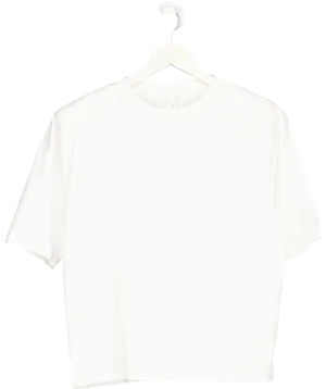 Unplanned Store White Ariant Padded Shoulder Tee UK M