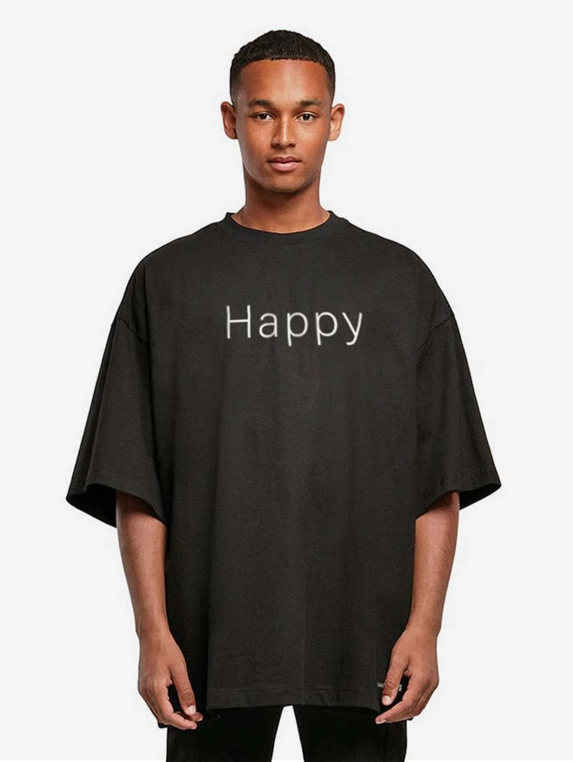 Vegan 'Happy' Men's Acid Washed Heavy Oversized T-Shirt | Multiple Colours