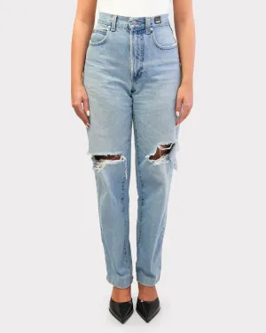Versace Couture Blue Low Slung Ripped Baggy Jeans - 29