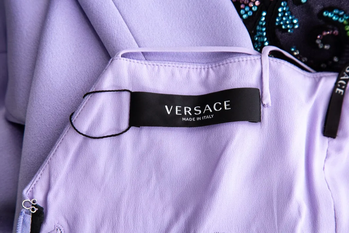 Versace Purple Sleeveless Crystal Detail Mini Dress SZ 36