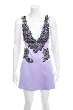 Versace Purple Sleeveless Crystal Detail Mini Dress SZ 36
