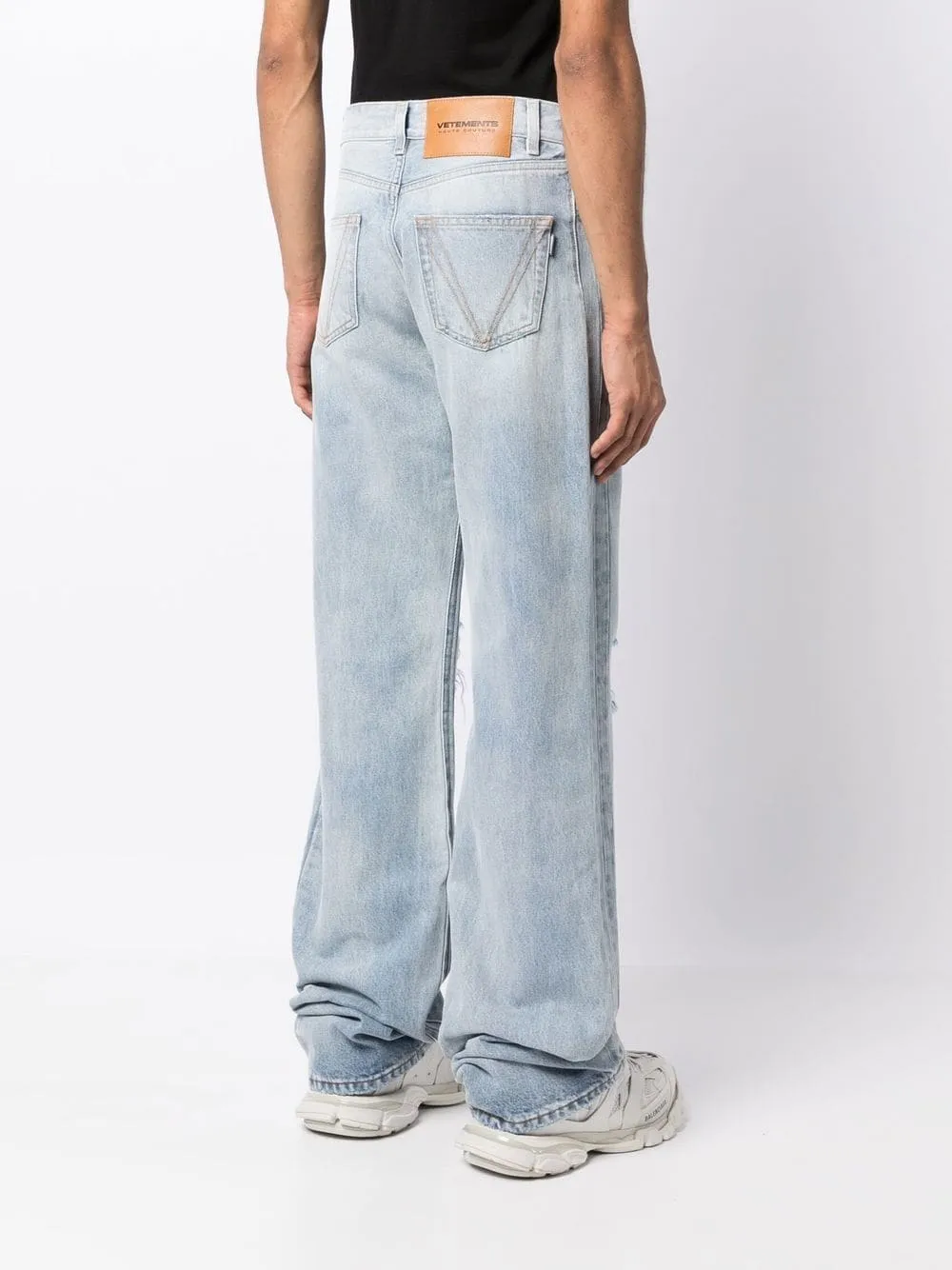 VETEMENTS ripped-knee wide jeans
