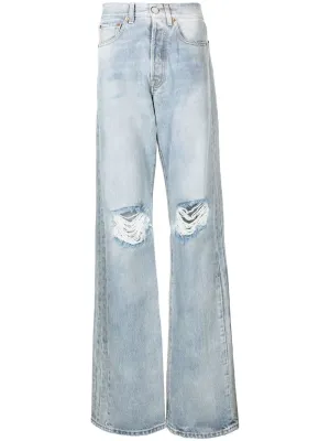 VETEMENTS ripped-knee wide jeans