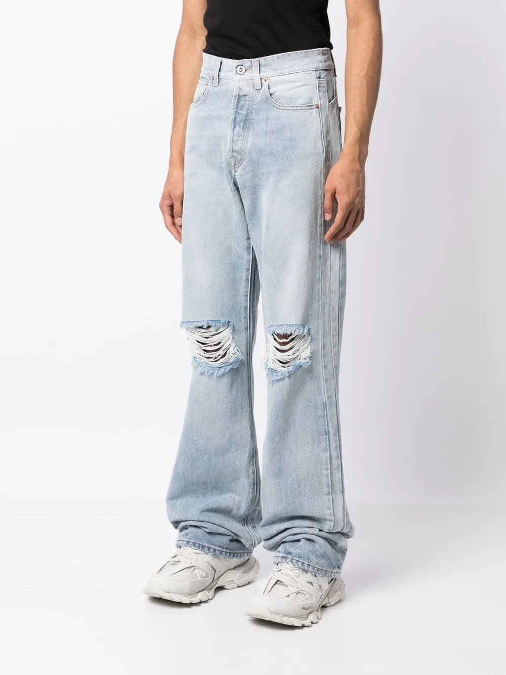 VETEMENTS ripped-knee wide jeans