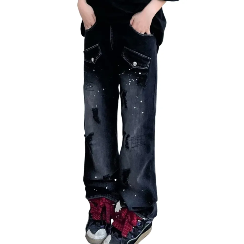Vintage Wash Ripped Jeans