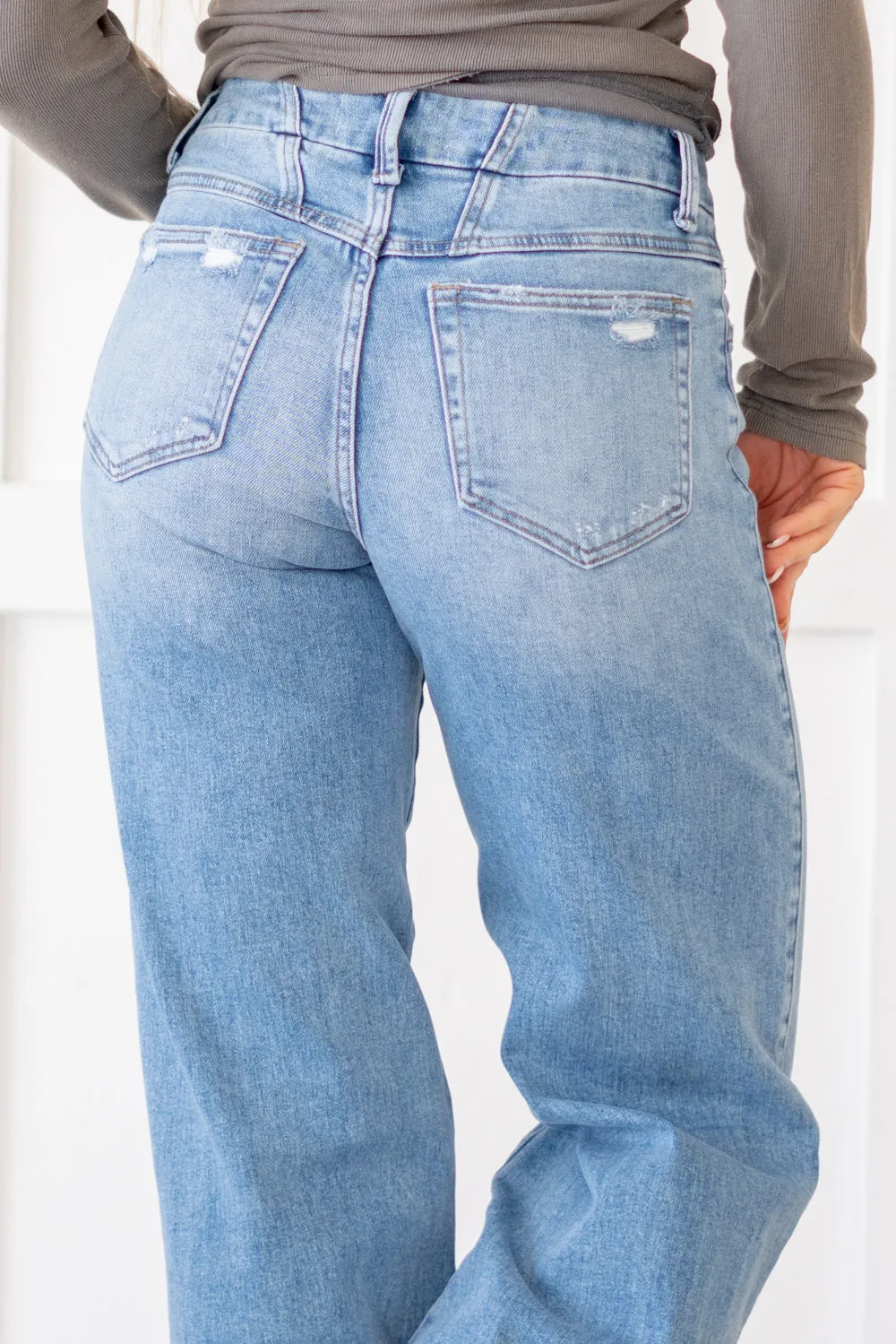 Vouchsafe Mid Rise Raw Hem Wide Leg Jeans