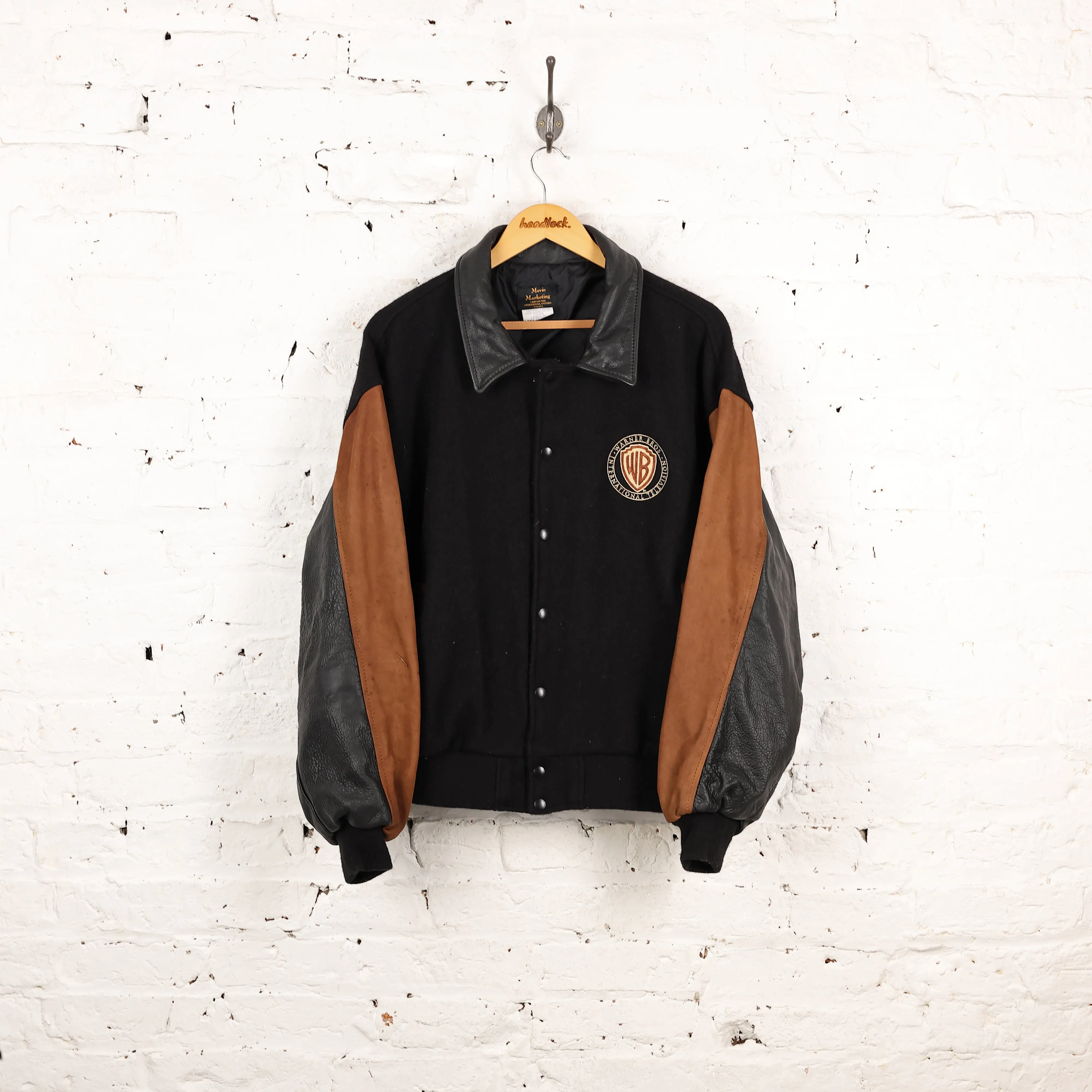 Warner Bros Varsity Bomber Jacket - Black - XL