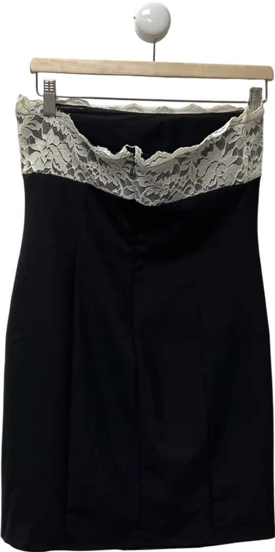 White Fox Black White Lace Bandeau Mini Dress UK L
