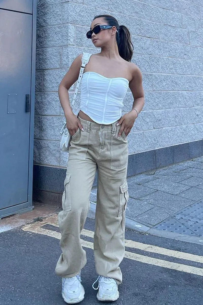 White Mesh Corset Bandeau Crop Top - Summer