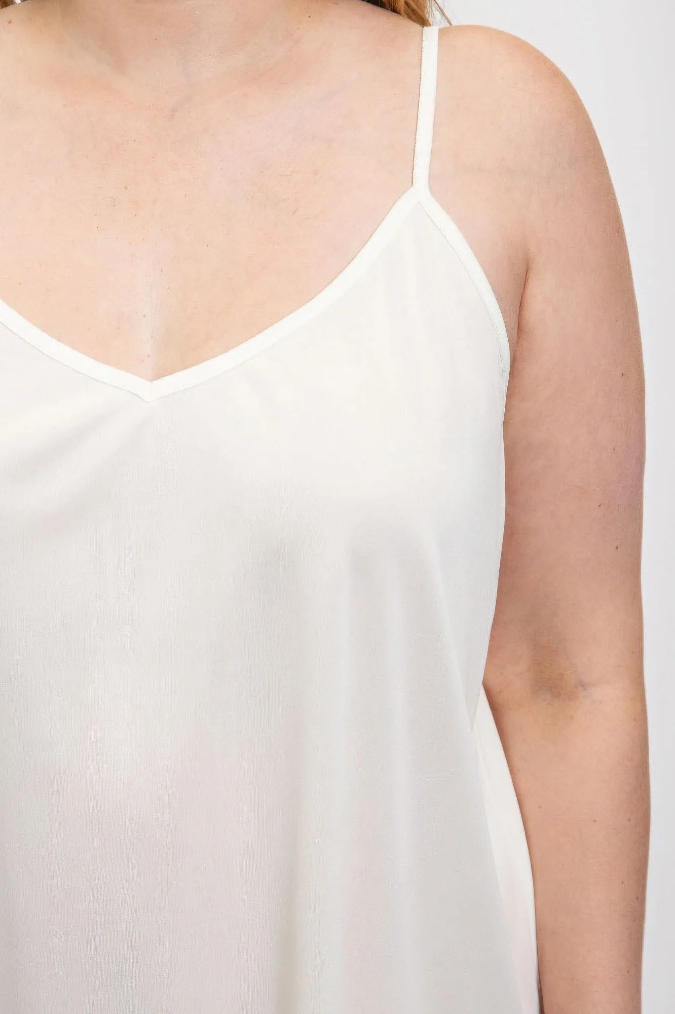 White Plus Size V-neck slip dress with adjustable straps