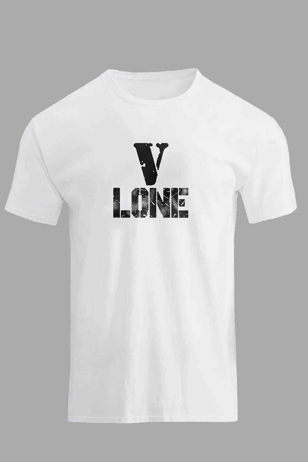 White V LONE O-neck Short Sleeve Men's T Shirt