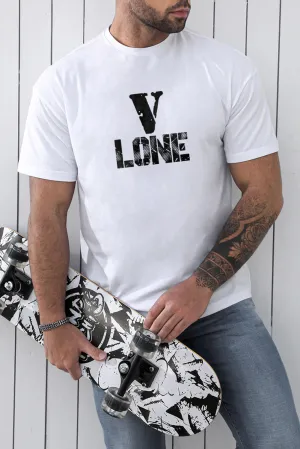 White V LONE O-neck Short Sleeve Men's T Shirt