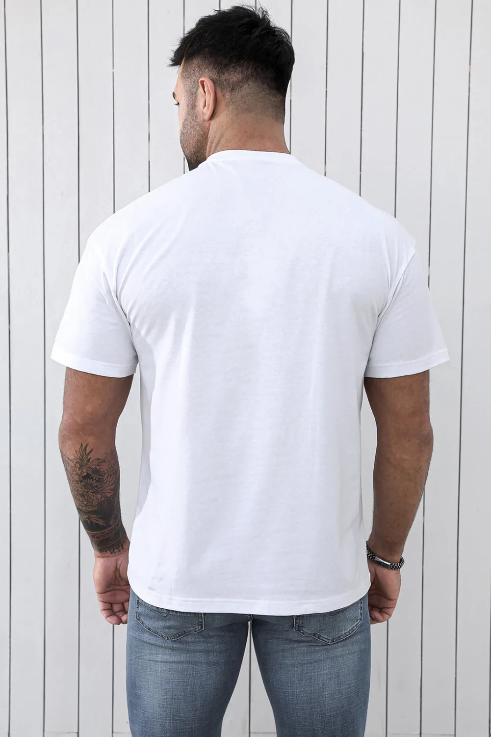 White V LONE O-neck Short Sleeve Men's T Shirt