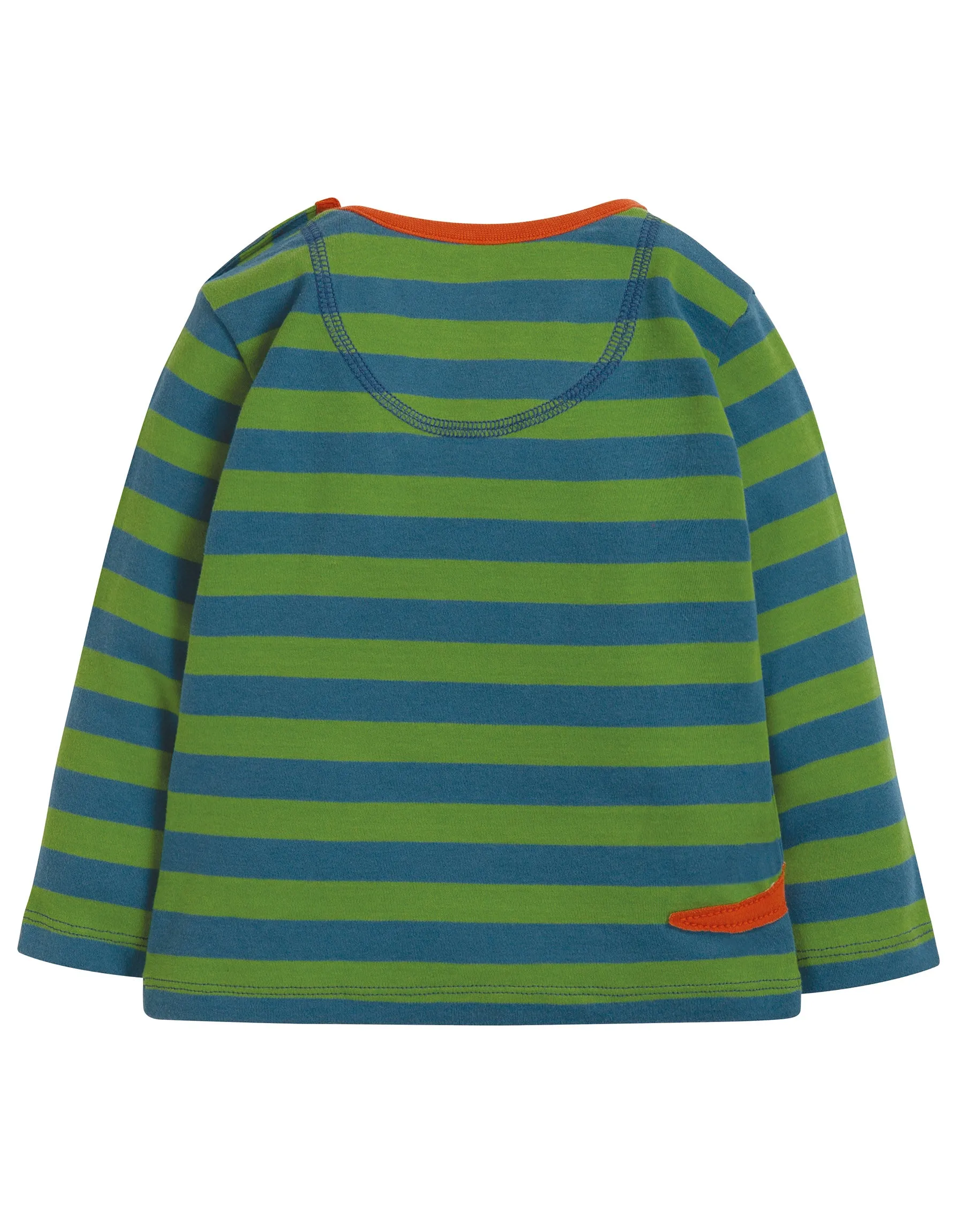 Wilf Wraparound Applique Top - Meadow Stripe/Dino