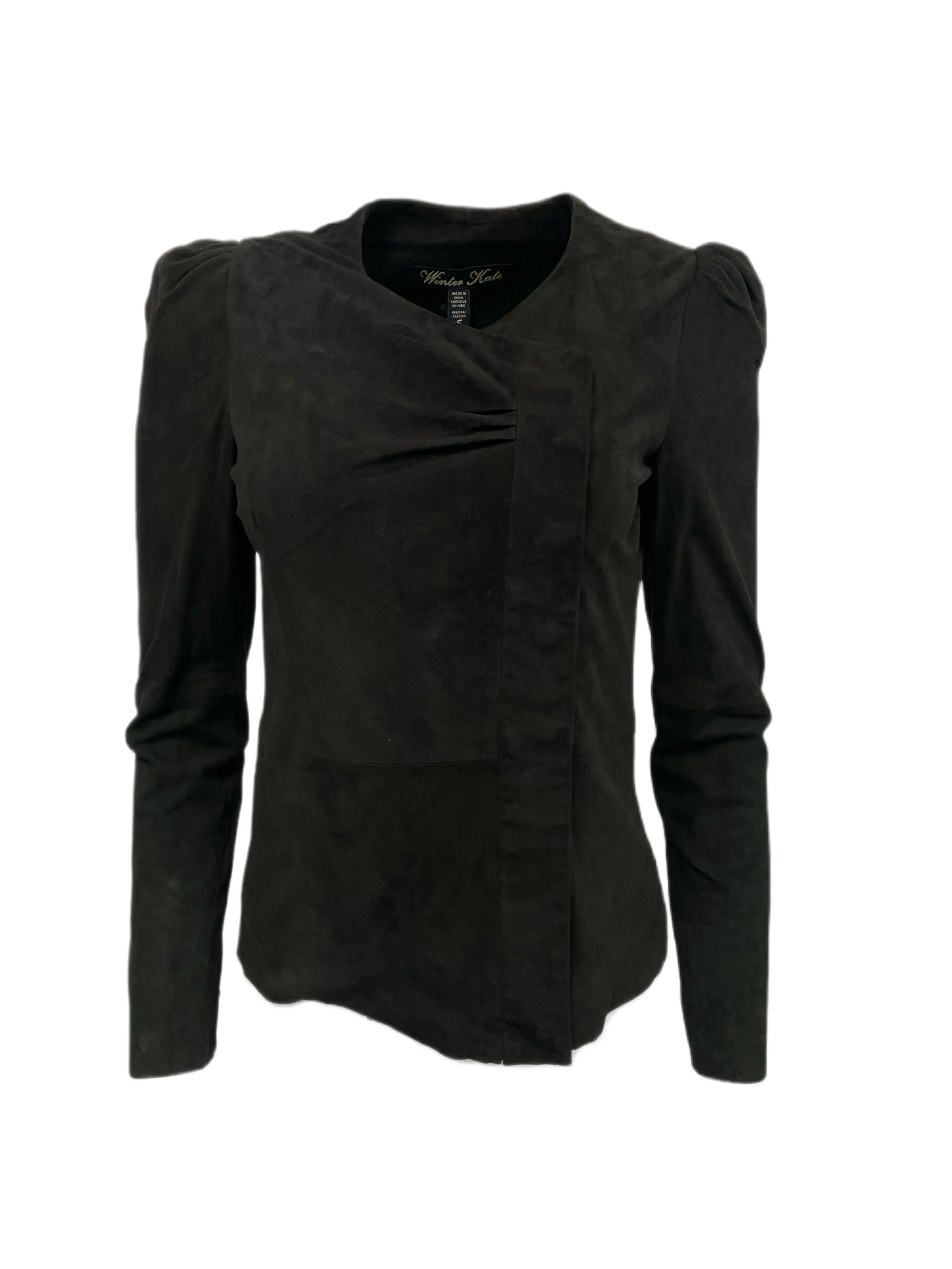 Winter Kate January Sage Suede Leather Jacket w/ Button Cuffs NRJ7 $495