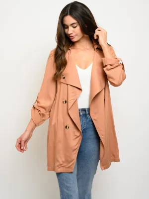 WOMEN'S 3/4 SLEEVE BUTTON DETAIL JACKET