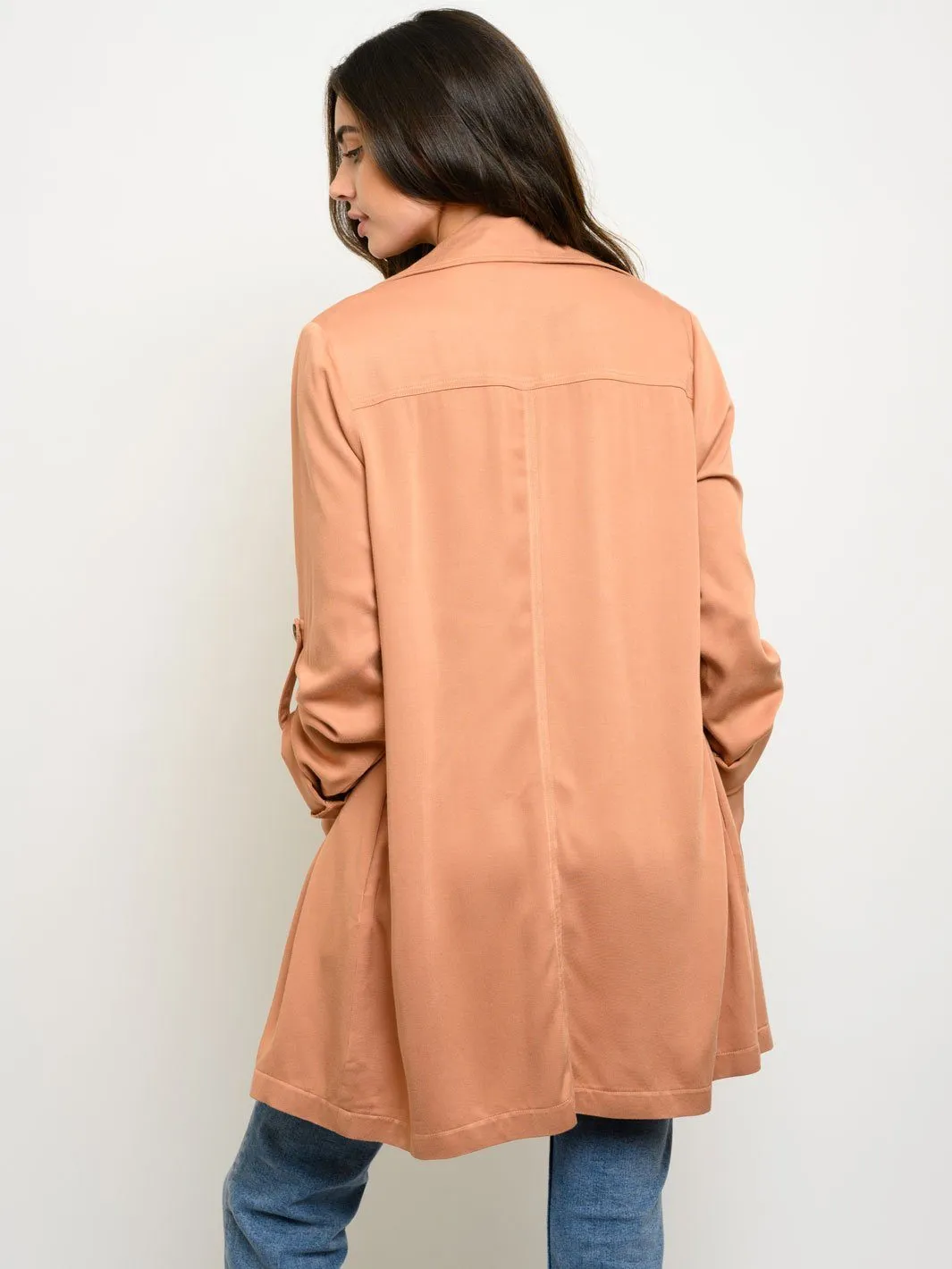 WOMEN'S 3/4 SLEEVE BUTTON DETAIL JACKET