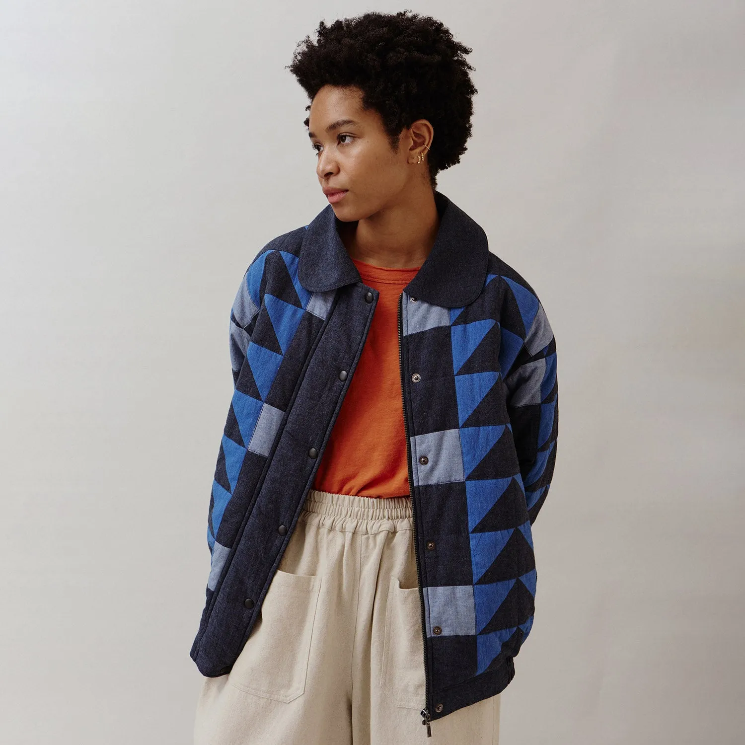 Women's Cotton Patchwork Nelly Jacket - Indigo Mix