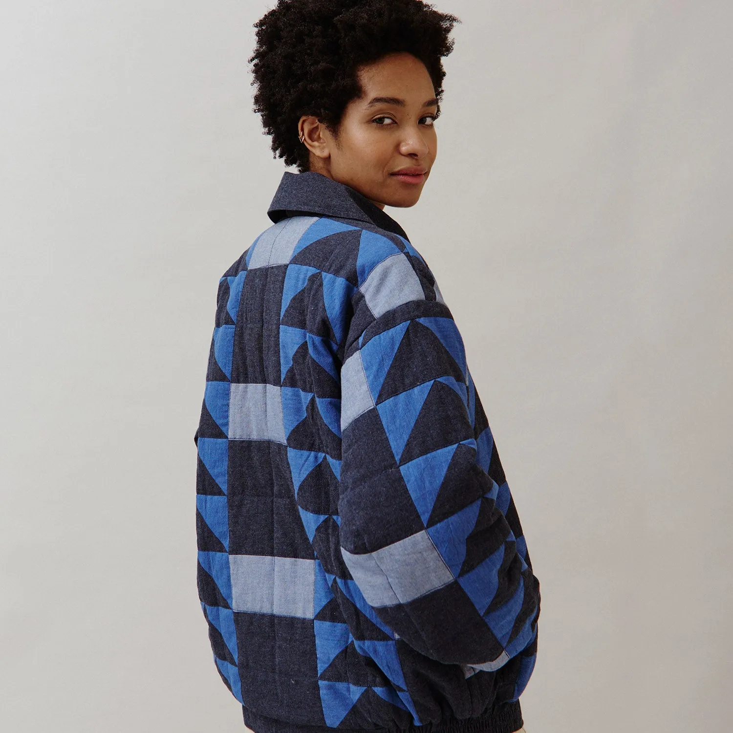 Women's Cotton Patchwork Nelly Jacket - Indigo Mix