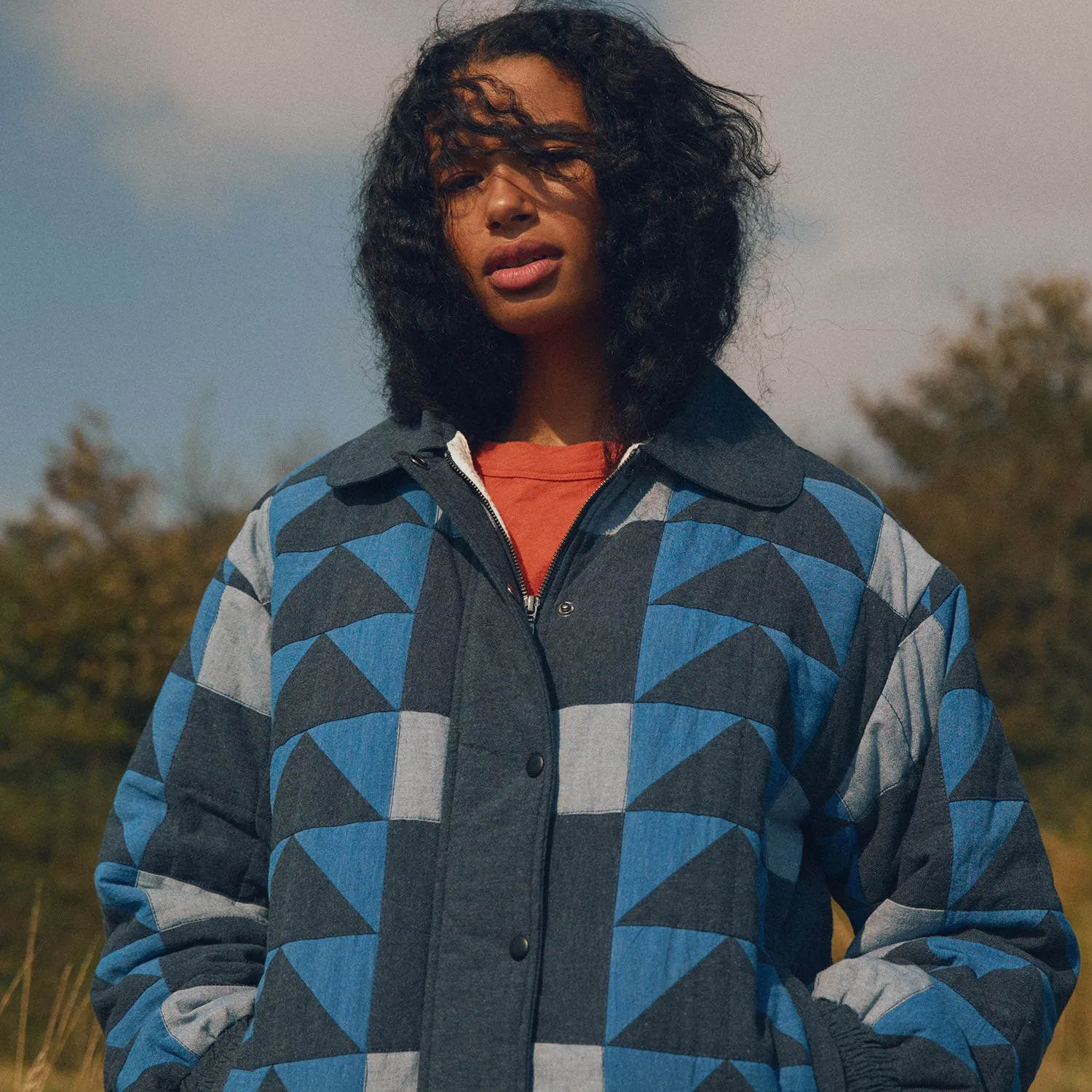 Women's Cotton Patchwork Nelly Jacket - Indigo Mix