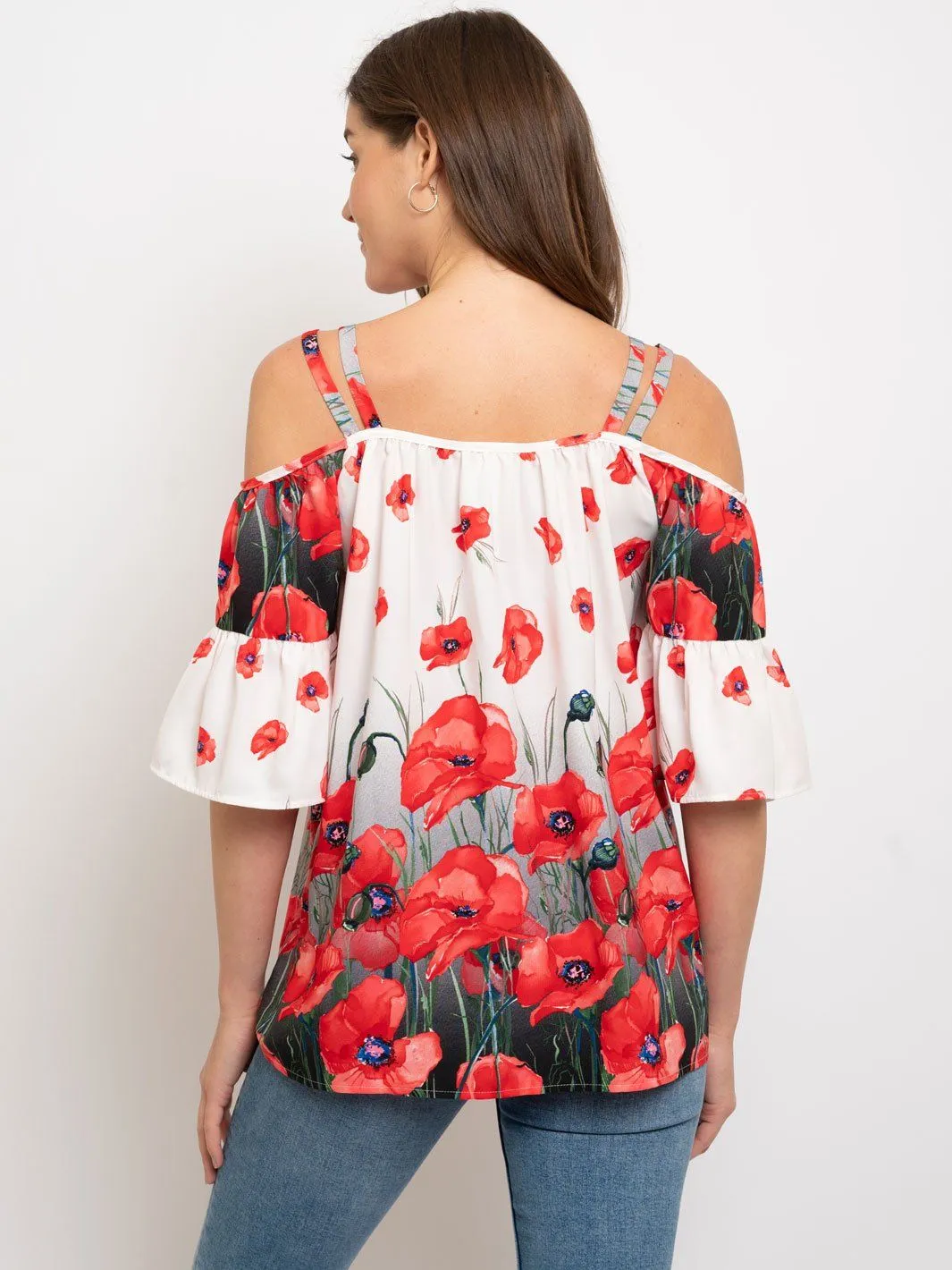 WOMEN'S FLORAL OFF SHOULDER TOP