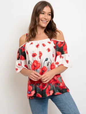WOMEN'S FLORAL OFF SHOULDER TOP