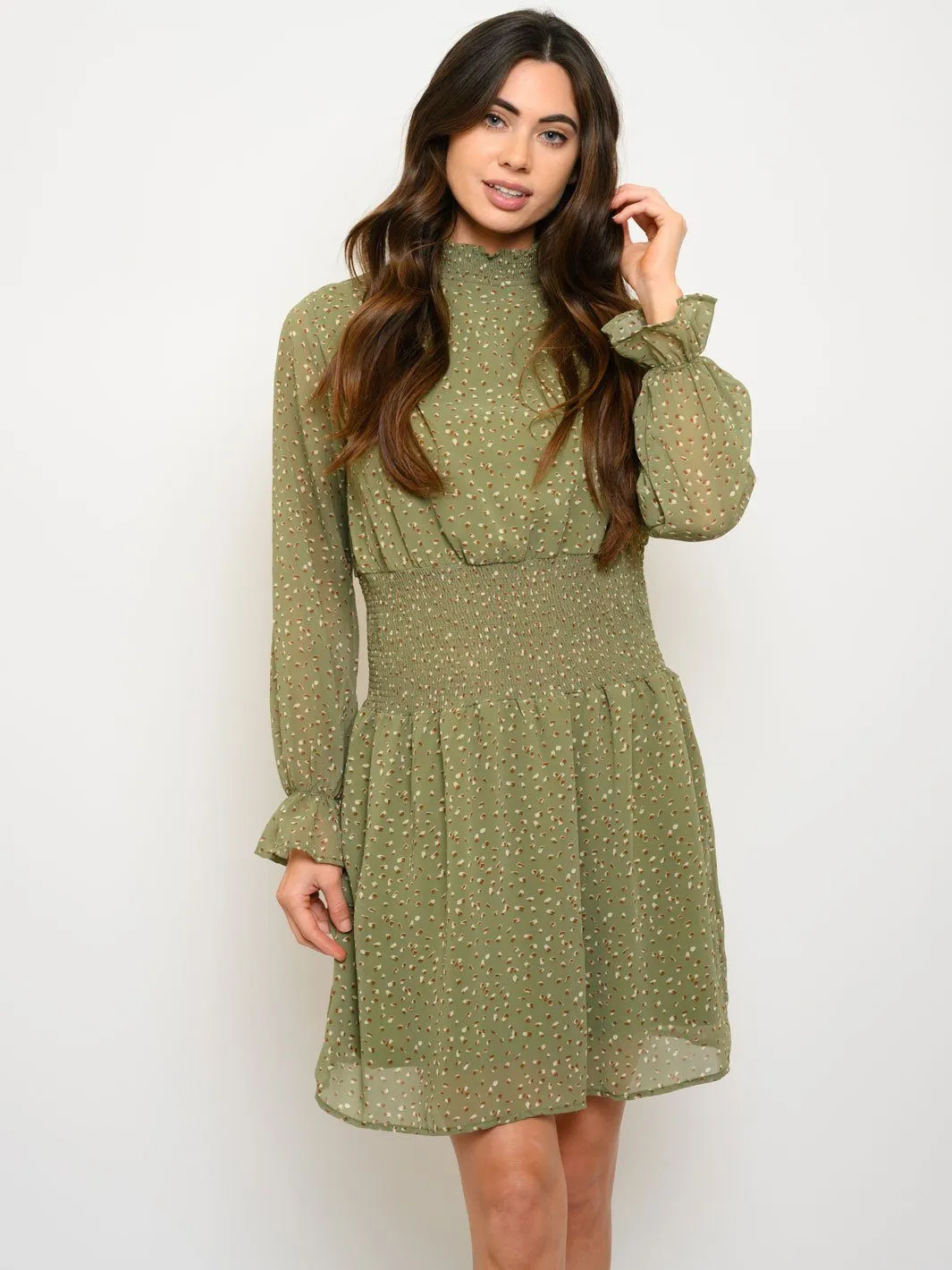 WOMEN'S LONG SLEEVE MOCK NECK MINI DRESS