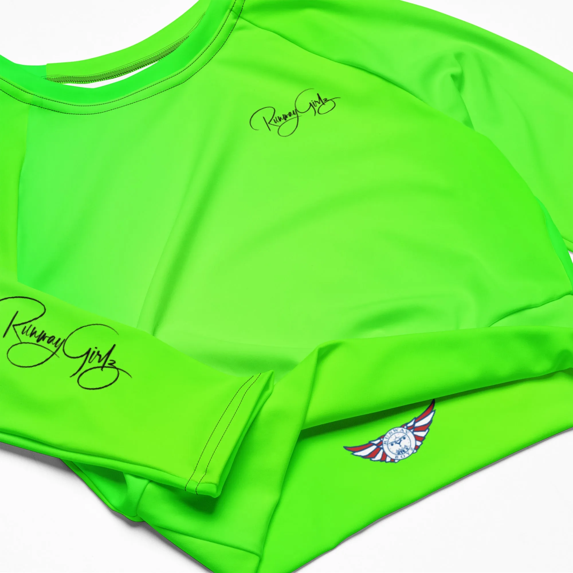 Women's Runway Girlz Crop Top (Lime Green/Black)