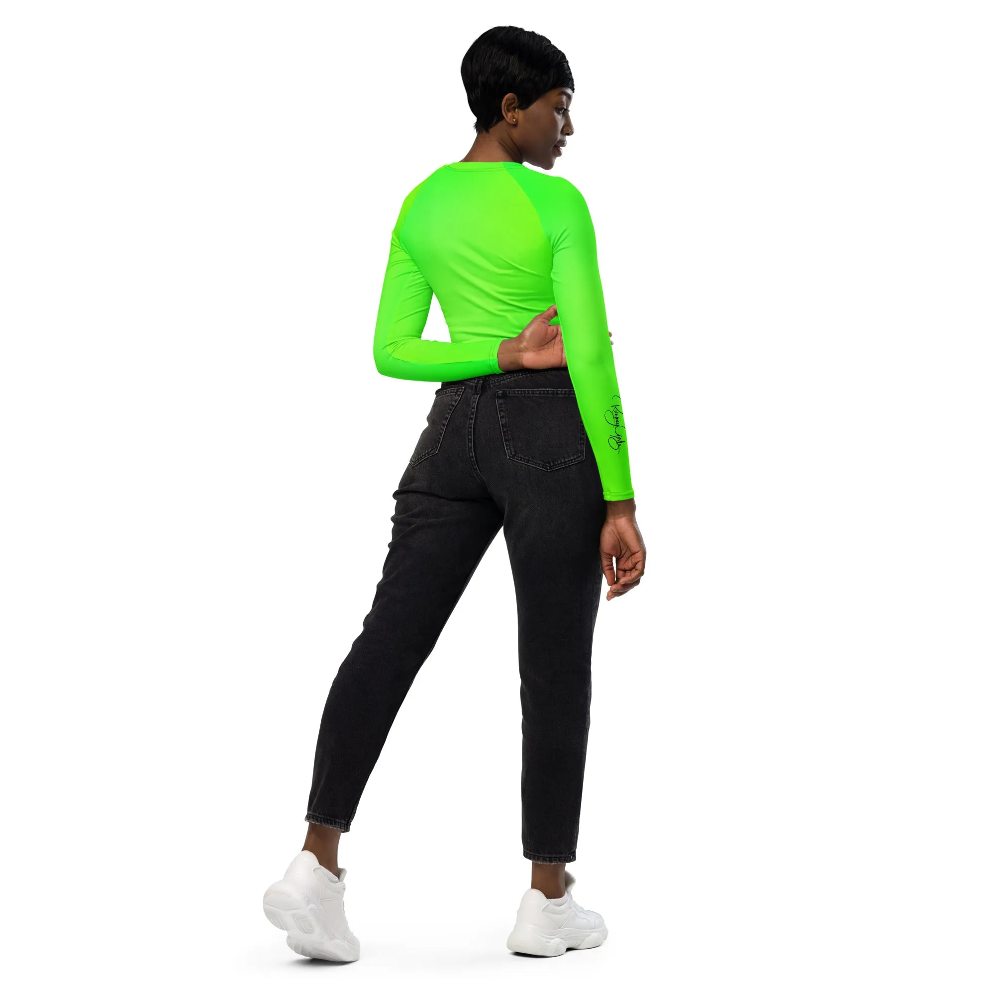 Women's Runway Girlz Crop Top (Lime Green/Black)