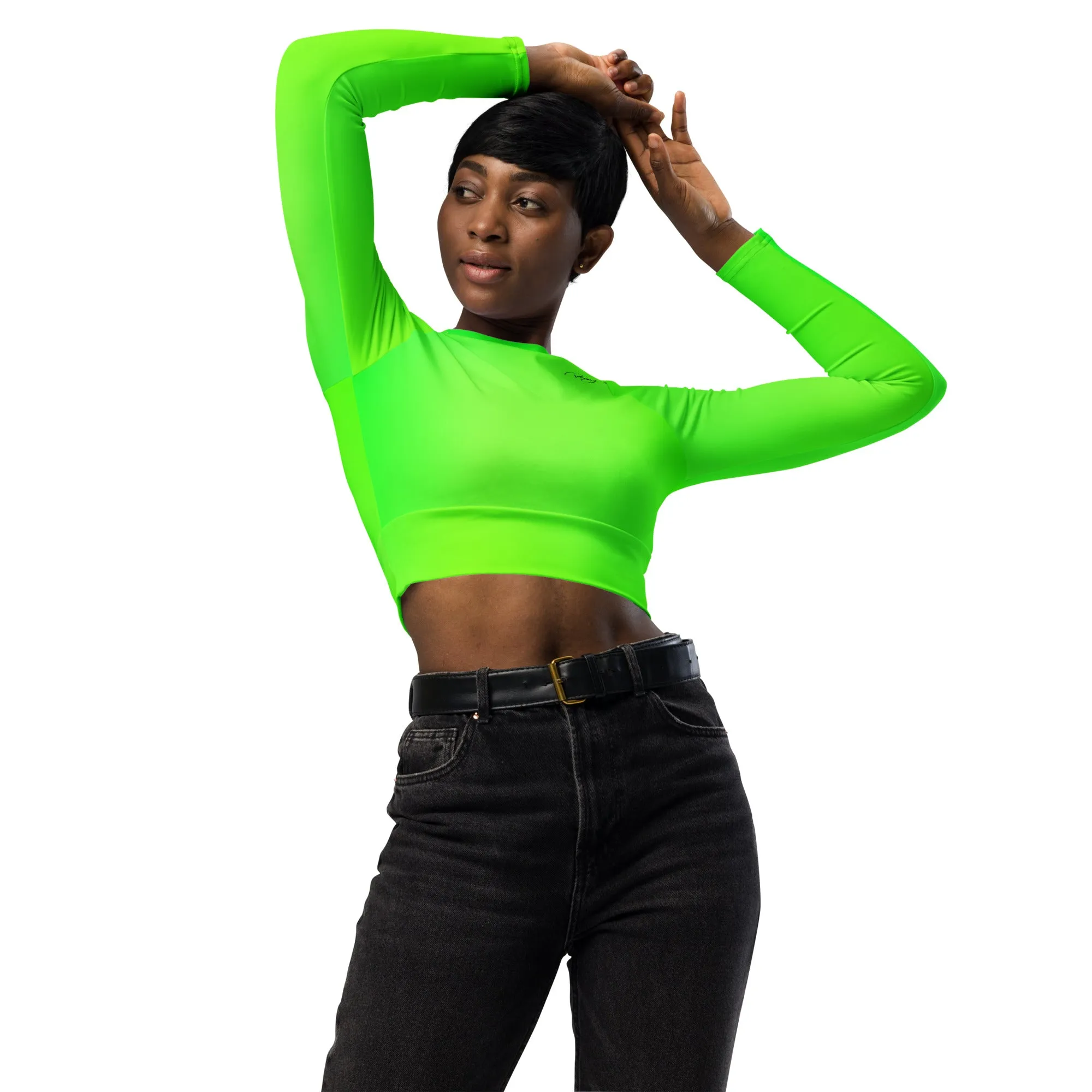 Women's Runway Girlz Crop Top (Lime Green/Black)