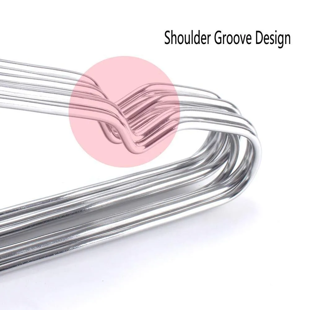 Z ZICOME Set of 10 Stainless Steel Strong Metal Wire Hangers Clothes Hangers Everyday Hangers