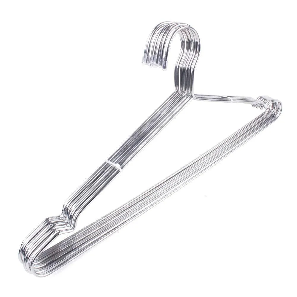 Z ZICOME Set of 10 Stainless Steel Strong Metal Wire Hangers Clothes Hangers Everyday Hangers