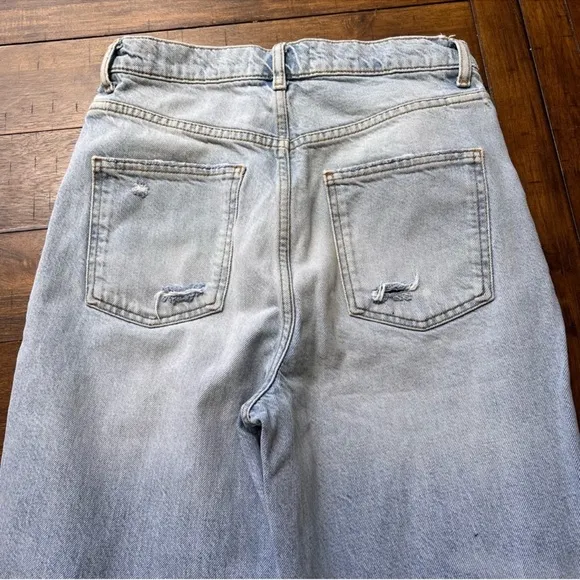 Zara 90s Full Length Wide Leg Destroyed Distressed high waisted Jeans size 6