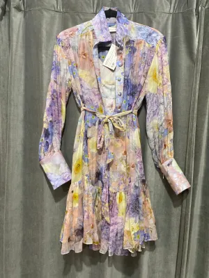 ZIMMERMANN Floral Print Sheer Button Up Mini Dress