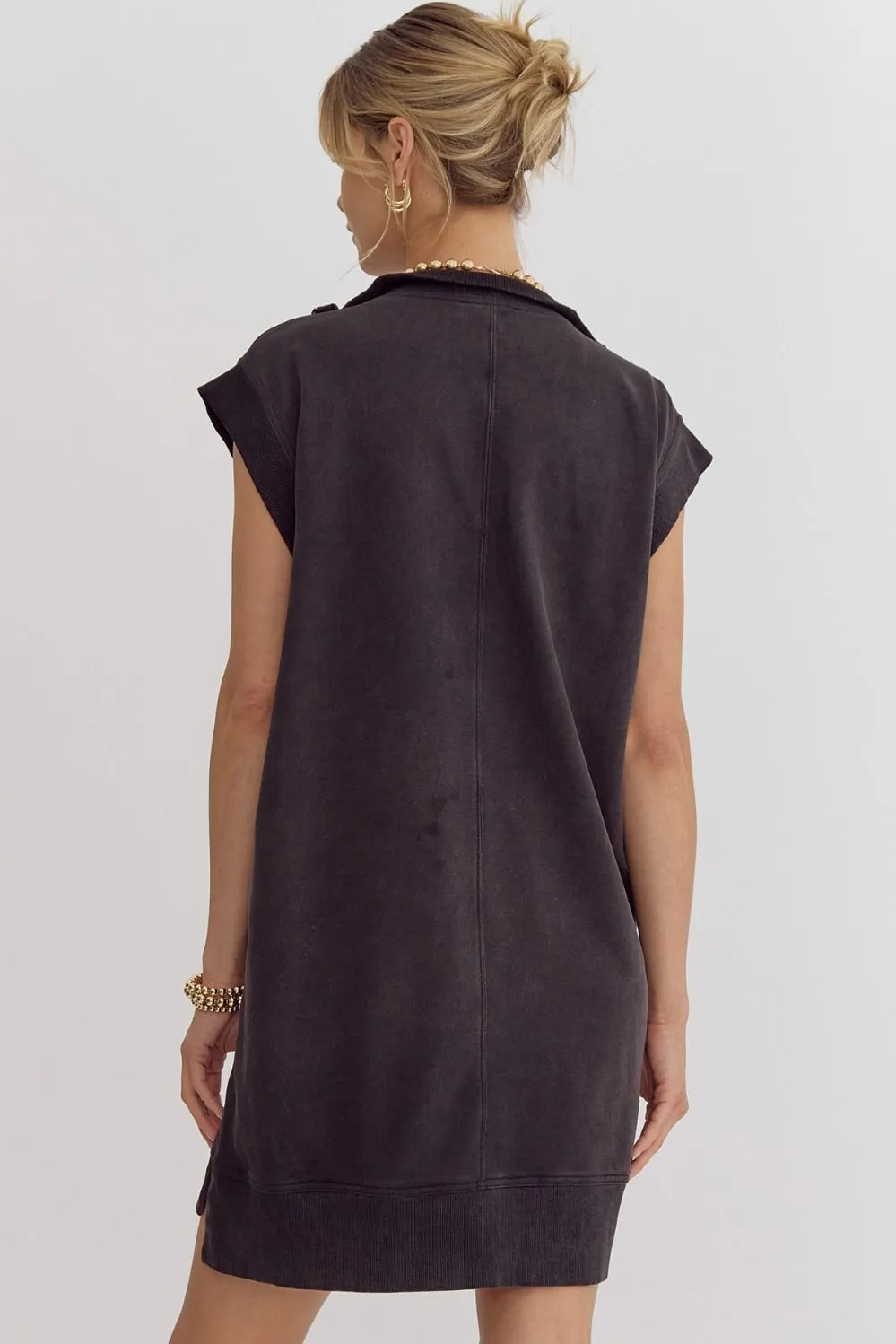 Zipper Front Sleeveless Mini Dress