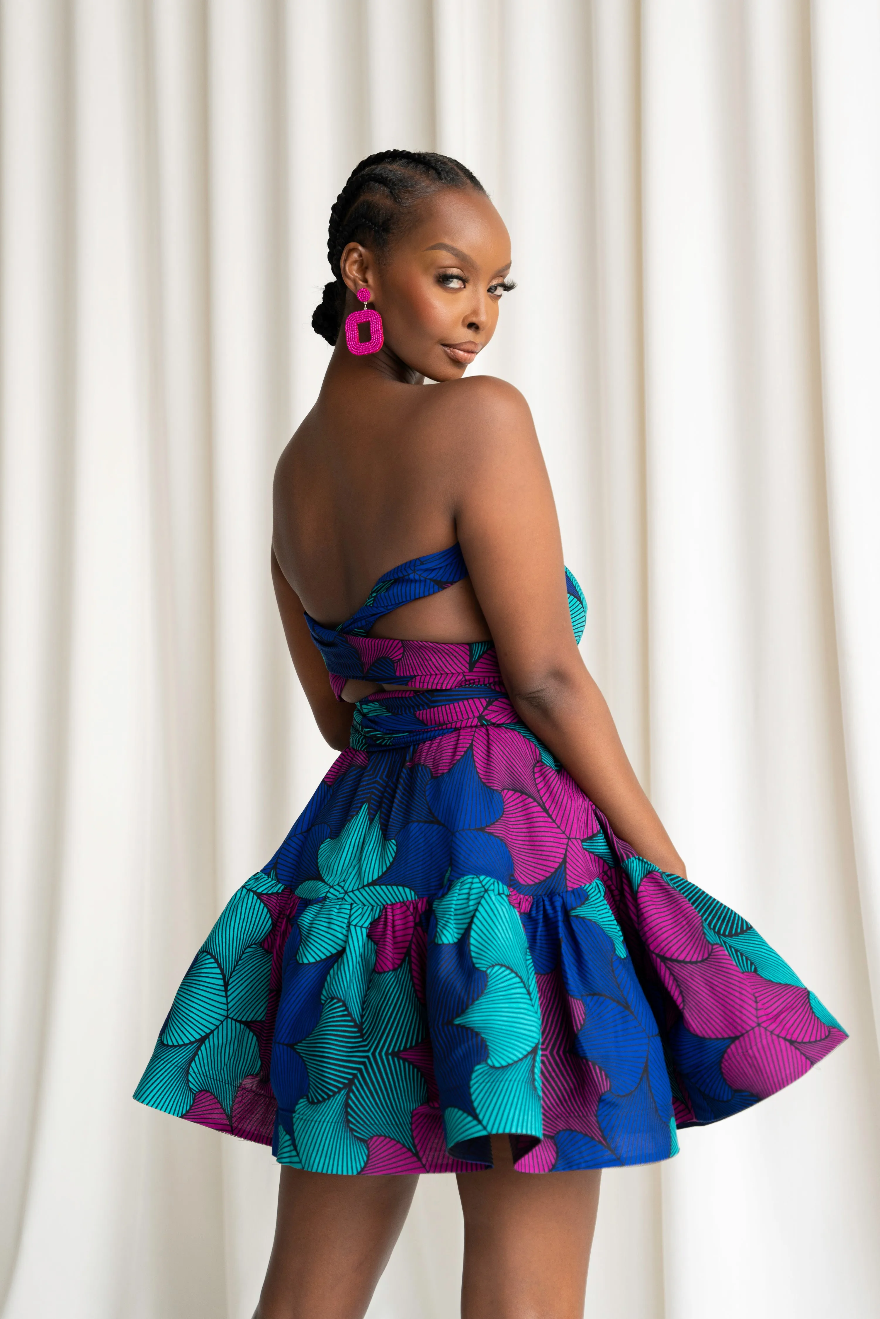 ZURI African Print Flair Mini Infinity dress